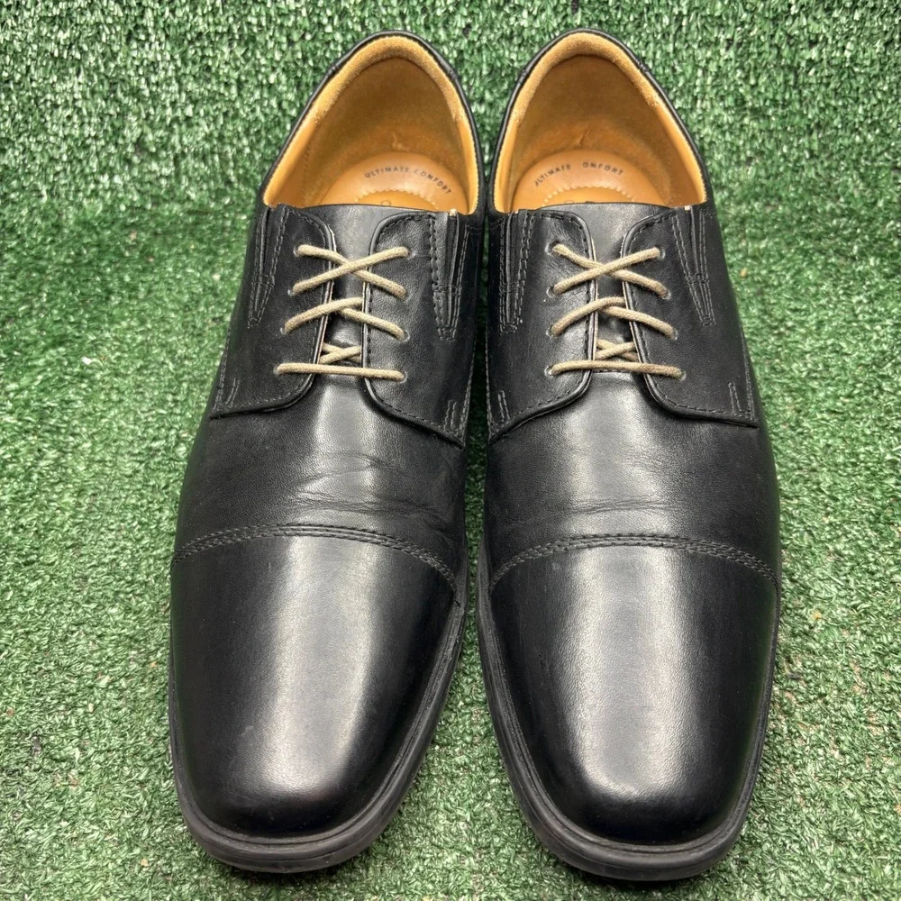 Clarks Tilden Cap Leather Ultimate Comfort Formal Oxford Dress Shoe Black Men 11